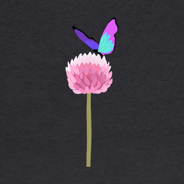 Purple butterfly over pink allium flower by Orangerinka